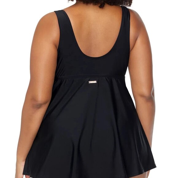 Raisins Black Lucia Swimdress Twist-Front Swimsuit One Piece Swim Dress 16W - Picture 4 of 6